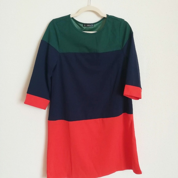 NWOT - Colorblock Shift Dress M - Picture 2 of 2